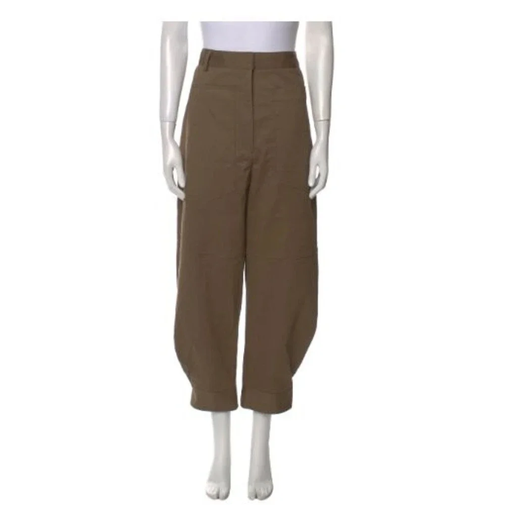 TIBI Sculpted Balloon Miriam Patch Pocket Trousers Pants In Green Khaki Sz 8 - Picture 2 of 9